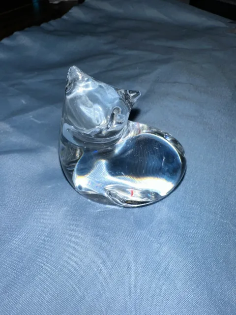 Small BACCARAT FRENCH CRYSTAL CAT KITTEN FIGURINE FRANCE Has A Chipped Ear.