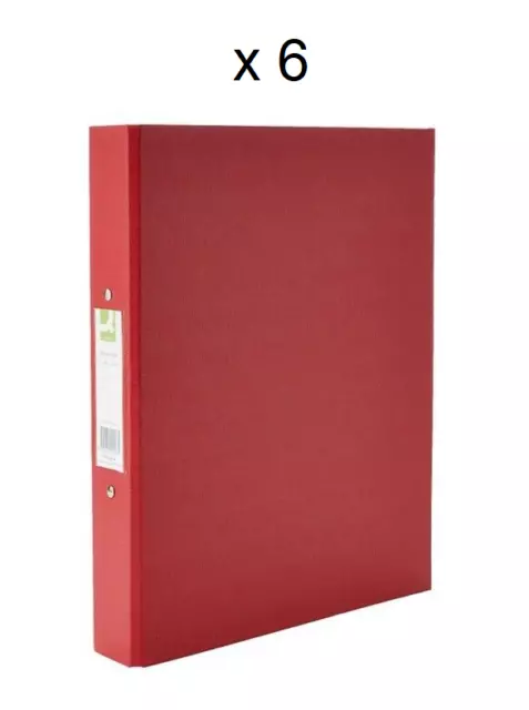 6 x A4 RING BINDERS 2 O RING 25mm CAPACITY - RED - Q CONNECT KF02008 - BIN-17