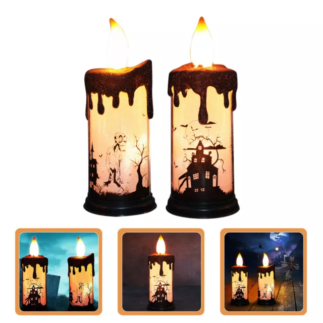 2 Pcs LED Candle Light Halloween Decorations Indoor Floating Candles