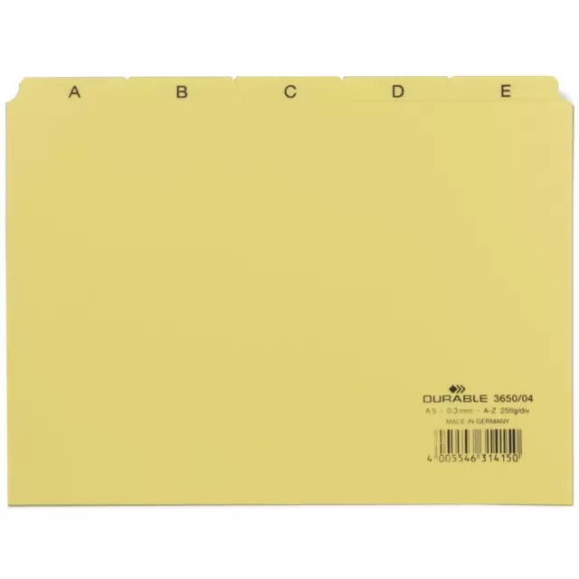 Karteiregister A - Z, PP, A5 quer, rot, 25-teilig DURABLE 3650-03 (4005546314143