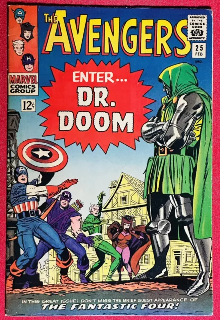 Avengers #25 High Grade 1st Dr. Doom Meeting Avengers! Marvel Comic 1966 🔑🔥