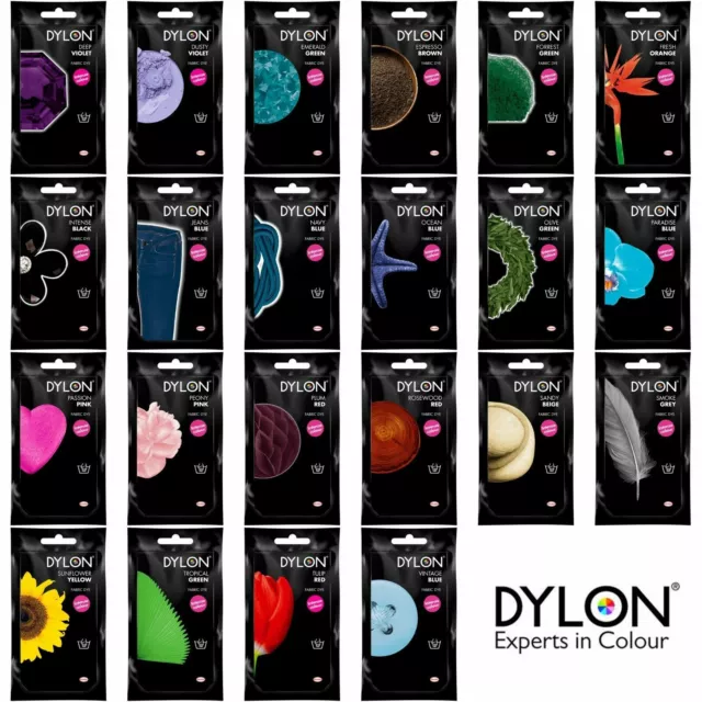 50g Dylon Handwäsche Farbstoff Stoff Kleidung Vorhang Textil Jeans 17 Farbe Wahl