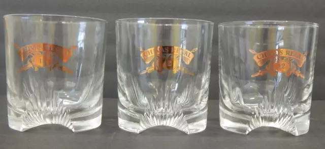 VINTAGE Set of 3 Chivas Regal Scotch Whiskey Rocks Cocktail Glasses - Logo 8 oz.