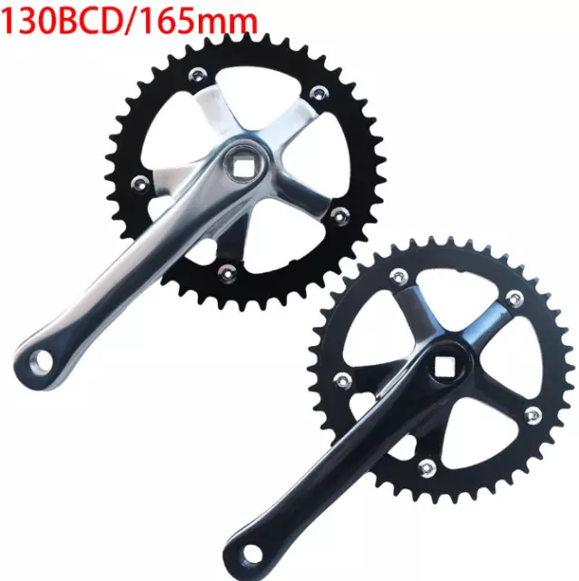 130BCD Aluminum Fixed Gear Crankset Single Speed Track Bike 44T 165/170mm crank