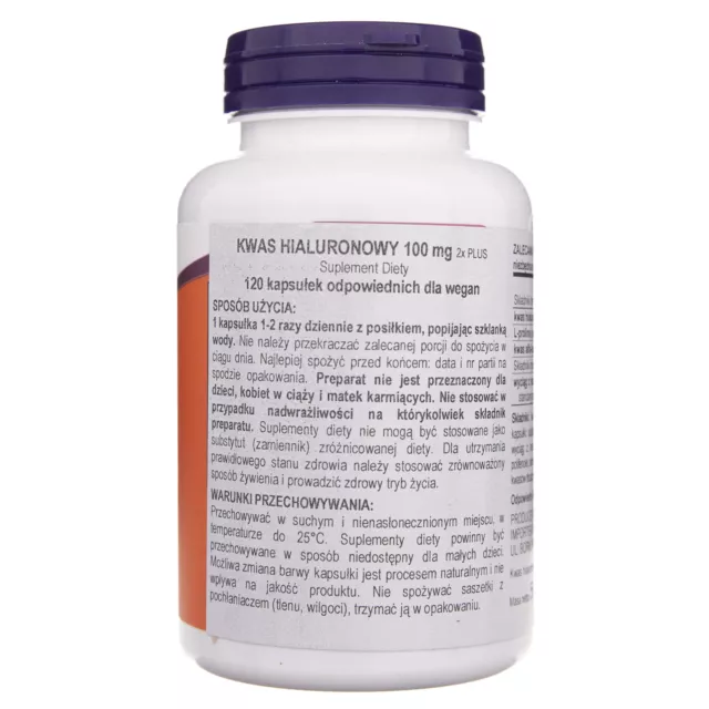 Now Foods Acide hyaluronique 100 mg, 120 capsules 2