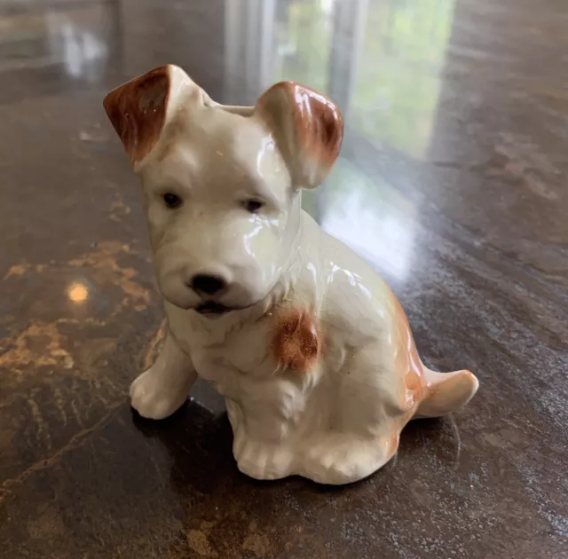 small vintage dog 36689 porcelain posy holder Jack Russell