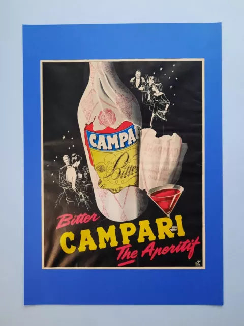 Pubblicita' "Campari Bitter. The Aperitif" Vintage Originale 1956 A3 Americana