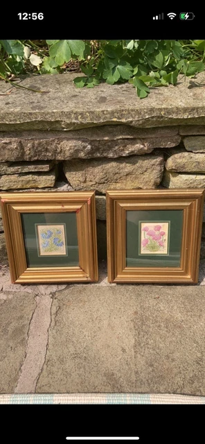 PAIR VINTAGE FRAMED Embroidered Kensitas Silk Cigarette Cards 1930's X2  £16.15