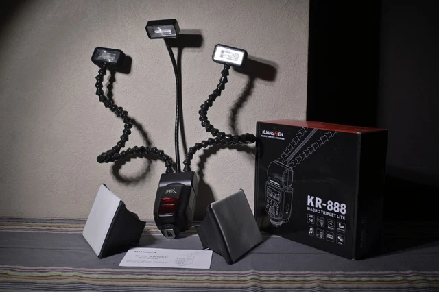 KUANGREN KR-888 Macro Flash Light 3PC Head Flash Speedlite pour Canon Nikon Sony