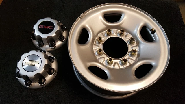 OEM CHEVY or GMC TRUCK VAN 8 LUG 16" STEEL WHEEL w 8 LUG NUTS & 1 CENTER CAP KIT