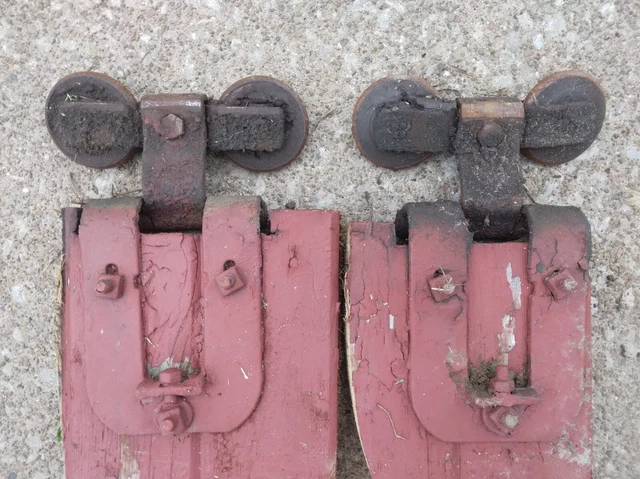 Pair Of Vintage 2 Wheel Barn Door Rollers Hangers