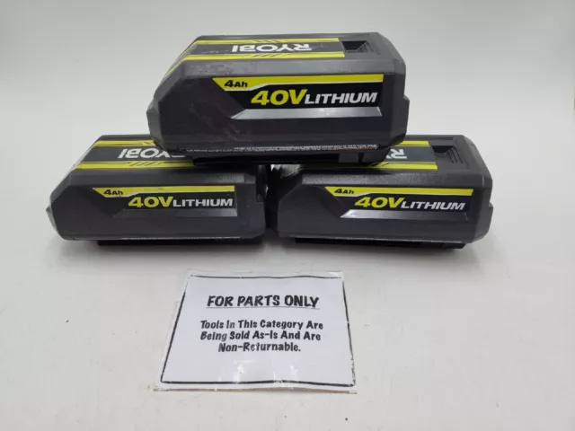 Lot of 3 Ryobi OP40404 Defective 4Ah 40V Lithium-Ion Batteries (FOR PARTS ONLY)