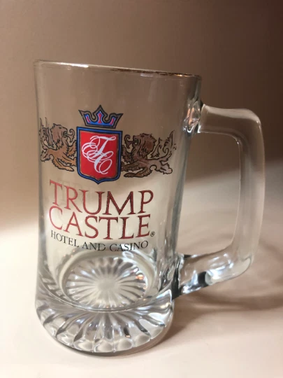 Vintage Donald Trump's Castle Hotel & Casino Glass Mug, Atlantic City, NJ, MAGA