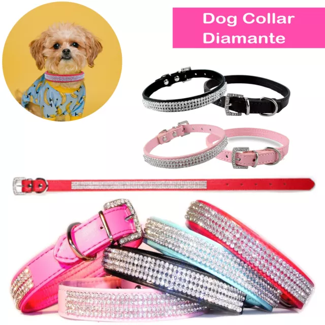 Chien Col Cuir PU Strass Réglable Ceintures pour Col Chiens Chats