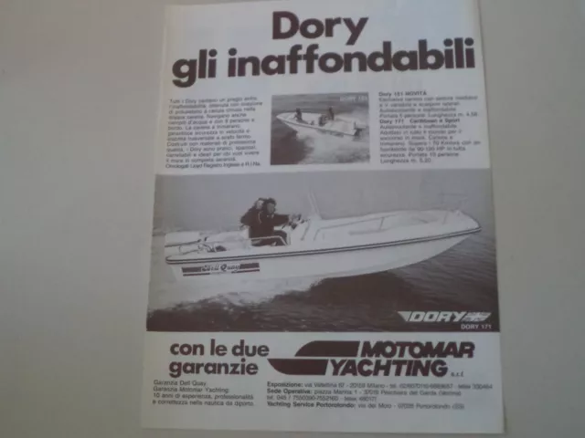 advertising Pubblicità 1985 MOTOMAR YACHTING DORY 171