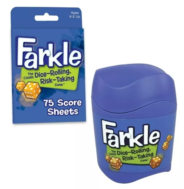 FARKLE CLASSIC DICE Game + 75 Score Sheets BUNDLE- Family Game Night