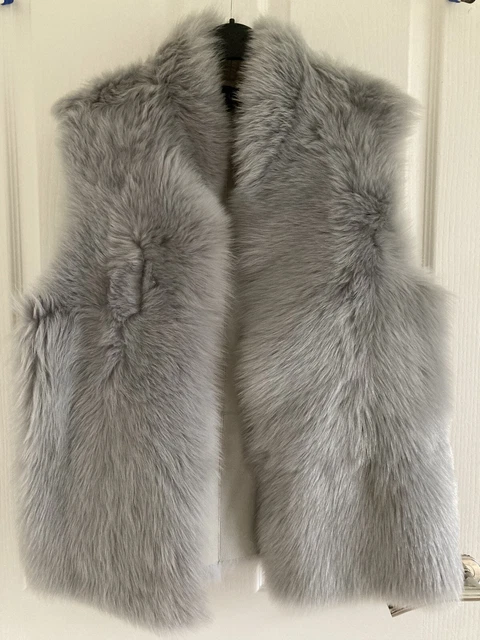 Grey Shearling Gilet Sheepskin Vest Jacket Reiss  UK12 EU40 US8 S M