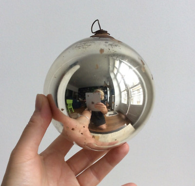 BOULE DE NOEL Ancienne /De Pardon Eglomisee , Mercurisee-Collection