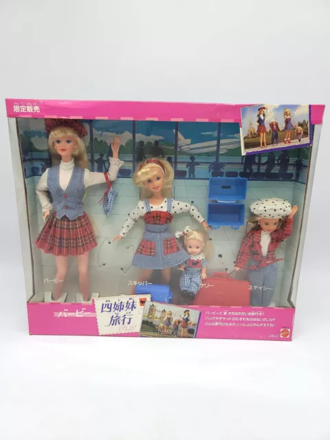 Mattel 1995 Barbie Travelin Sisters #14073 Barbie Kelly Skipper Stacie Japanese