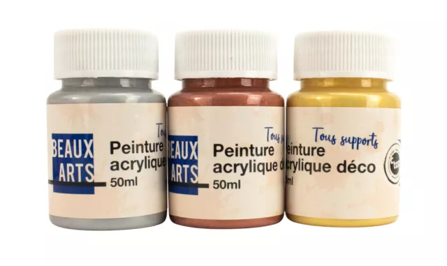Acrylfarbe 50ml 3 Stück Golden Versilbert Kupferbezogen
