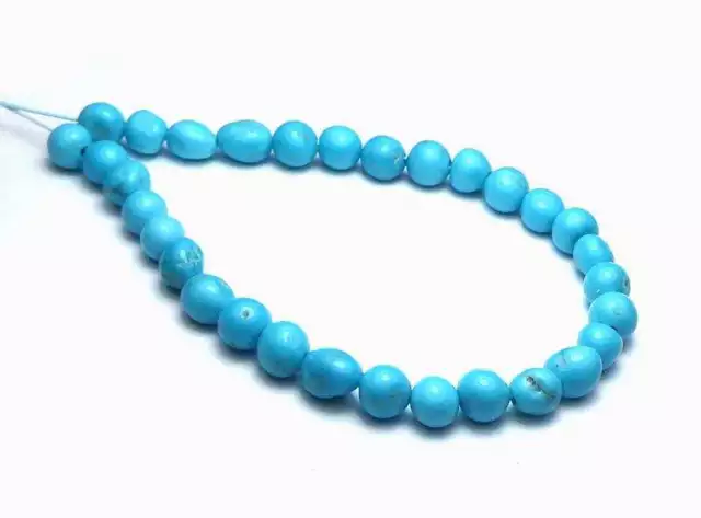 5" Strand SLEEPING BEAUTY TURQUOISE 4mm Semi-Round Nugget Beads NATURAL Color!