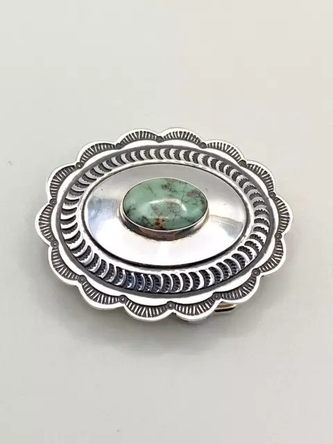Turquoise Sterling Silver Concho Belt Buckle Native American Handmade Turquoise Sterling Silver Concho Belt Buckle Native American Handmade