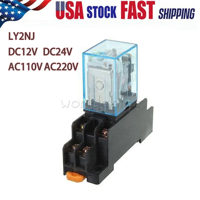 12V 24V 110V 220V AC/DC Coil Power Relay LY2NJ DPDT 8Pin HH62P JQX-13F ...