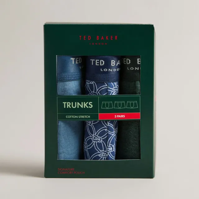 Ted Baker confezione da 3 bauli di cotone elasticizzati comfort boxer biancheria intima da uomo 3