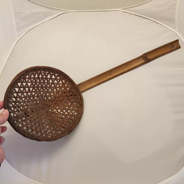"CESTA MANGO DE CUCHARÓN HECHO A MANO CESTA DE TEJIDO ARTE ARTESANAL 19.5" Rústico Hogar 5