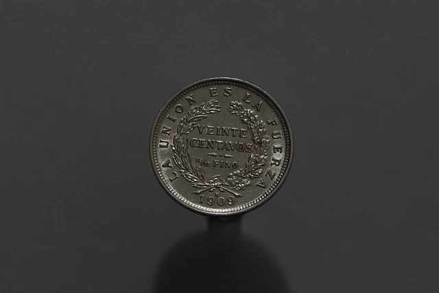 🧭 🇧🇴 Bolivia 20 CENTAVOS 1909 SILVER HIGH GRADE B58 #Z8034