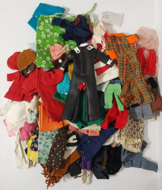 Vintage LOT of 75+ SMALL Doll Clothes 1960s 70s Barbie Clones ACTION FIGURES