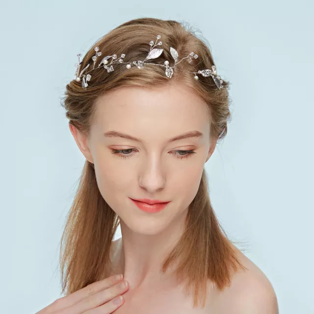 Bandeau de mariée Perles Perles Feuilles Bande de cheveux Casque Chapeaux