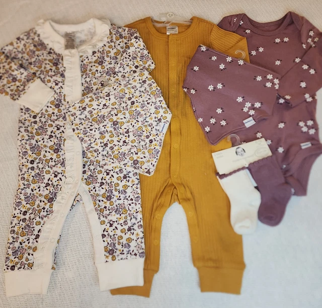 Infant Girl Clothing Lot Size 3/6 Month NEW   Sleepers Bibs Socks