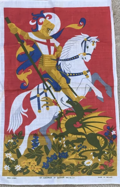 Vintage Tea Towel Soldier on Horse  Irish Linen Ulster Rare Made In Ireland