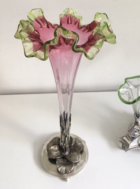 Antique Victorian Silver Plated Glass Epergne Centerpiece Centrepiece 35 cm