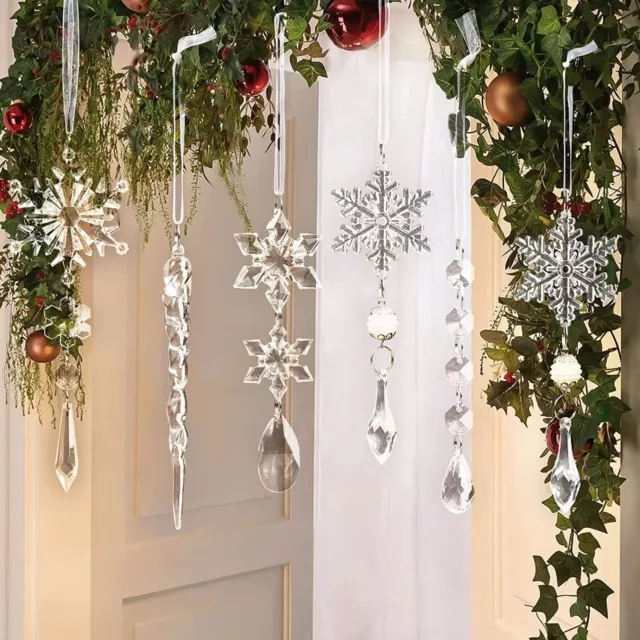 10 piezas Colgante de árbol de Navidad copo de nieve árbol de Navidad para elegir hielo decoración