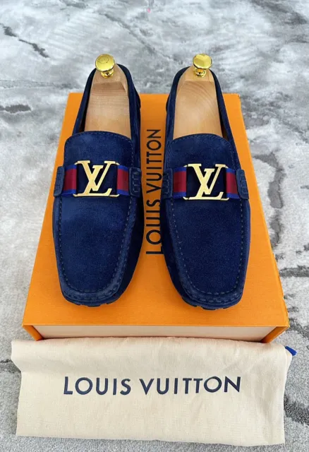 Louis Vuitton LOUIS VUITTON Leather Shoes Loafers Blue P13354