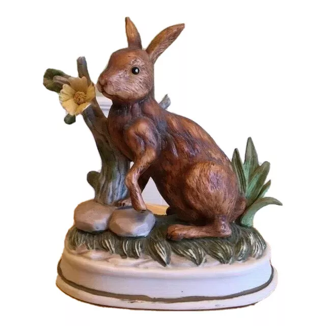 Vintage Ceramic Brown Rabbit Figurine RARE Vtg Porcelain Statue Home Decor HTF