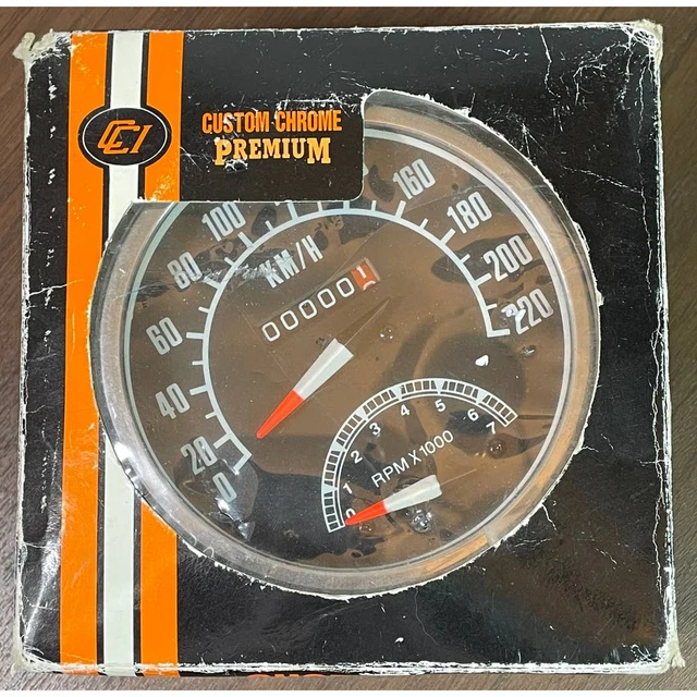 OEM Custom Chrome Premium KPH Speedometer 310416 Fits Most Fat Bob Dash FL 47-61