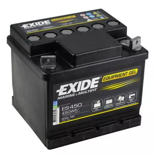 Batterie camping car Exide equipement GEL ES450 12v 40ah 166X175X125MM