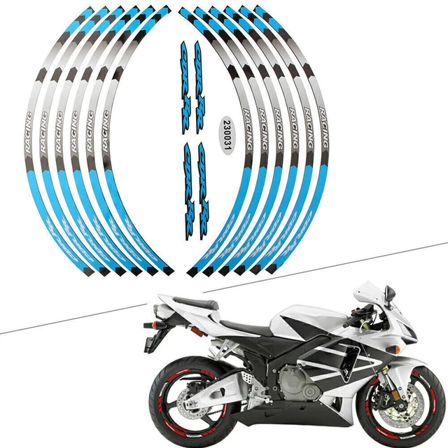 Motor Rim Stripes Wheel Decals Tape Stickers For HONDA REPSOL HRC CBR RR Blue po