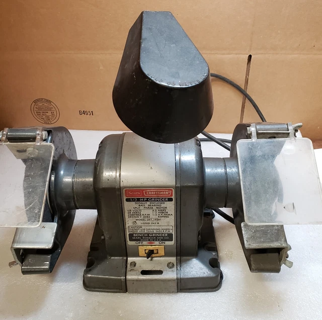 VINTAGE CRAFTSMAN 397.19581 1/3 HP Bench Grinder Gooseneck Lamp Block