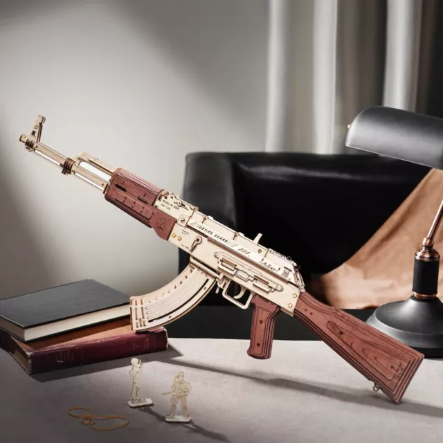 ROKR AK47 Assault Rifle Gun Toy 3D Wooden Puzzle LQ901 Decor Adult Xmas Gift Toy 3