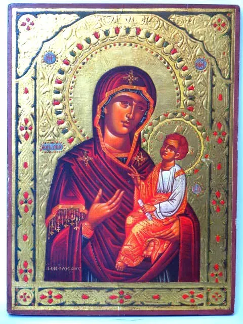 Griechische Ikone mit der Gottesmutter Hodegetria Greek Icon um 1970