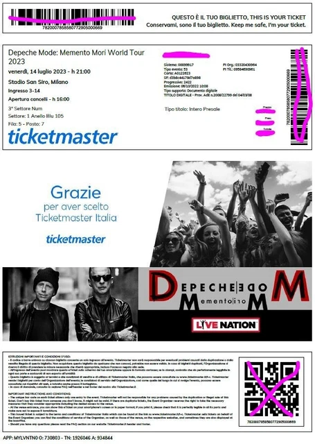 2 Biglietti Depeche Mode Milano San Siro 14/07/2023. Last E-ticket avaible Milan
