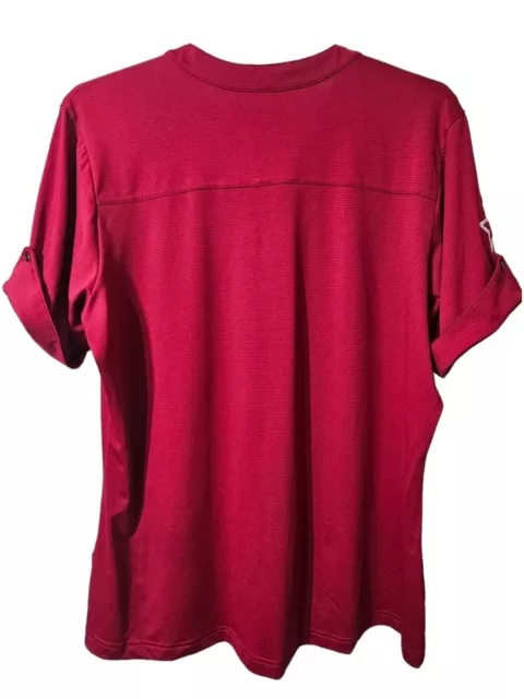 Ogio Gaze Linear Ladies Henley Polo Shirt XL-Cranberry Red With Logo 2