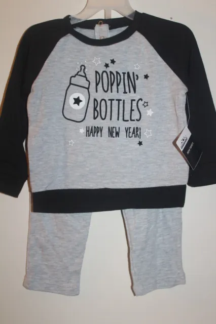Infant Boys 2-pc Happy New Years Outfit "Poppin Bottles" Long sleeve top & pants