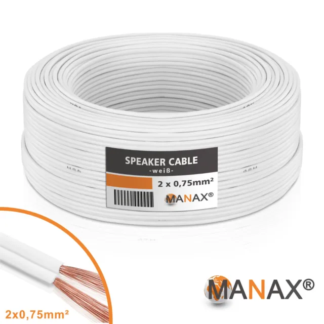 25 m câble haut-parleur 0,75 mm² blanc Câble d'enceinte %100 Cuivre CCA