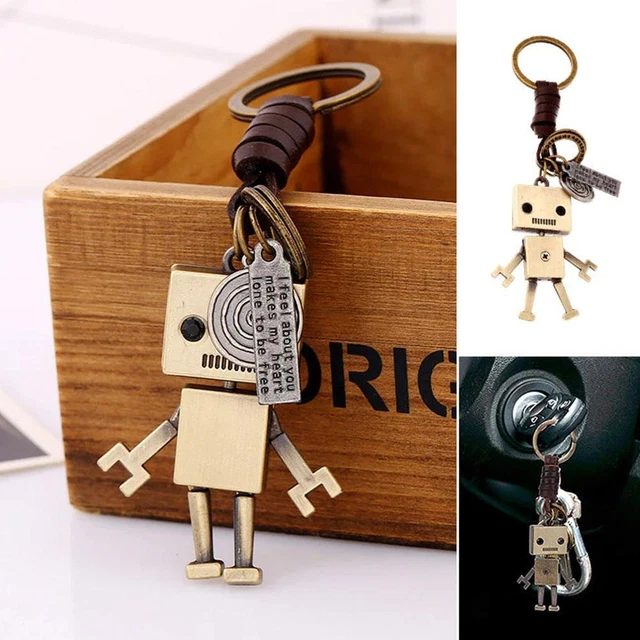 Key Creative Keychain Keyring Cute Alloy Robot Car Gift bag Keyfob pendant M7O3