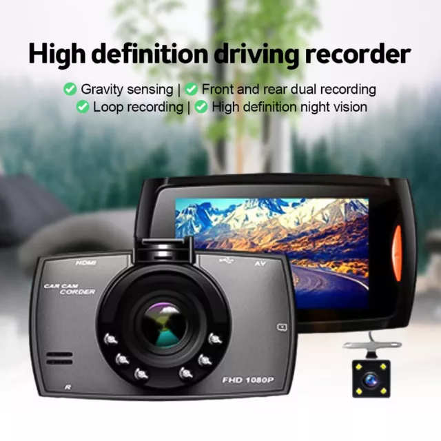 Car Dash Cam Kit Front And Rear Camera Full HD 1080P DVR Recorder Night Vision
